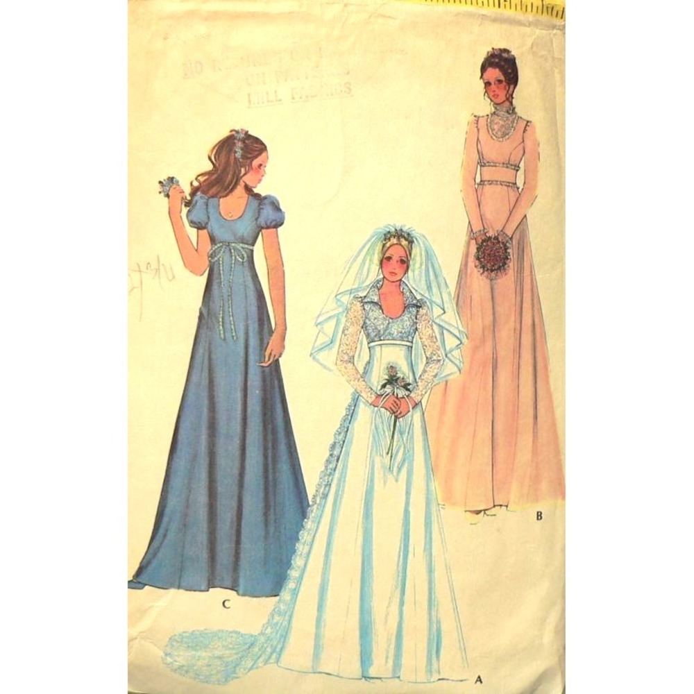 Vintage McCall's #3770 Sewing Pattern Wedding Dress & Bridesmaid Dress Sz 14 Cut